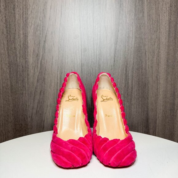 Louboutin Cadrilla 100 Version Cake Pink Fabric Pumps - Picture 3 of 8